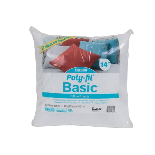 Poly-Fil&#xAE; Basic&#x2122; 2ct. Pillow Inserts, 14&#x22; x 14&#x22;